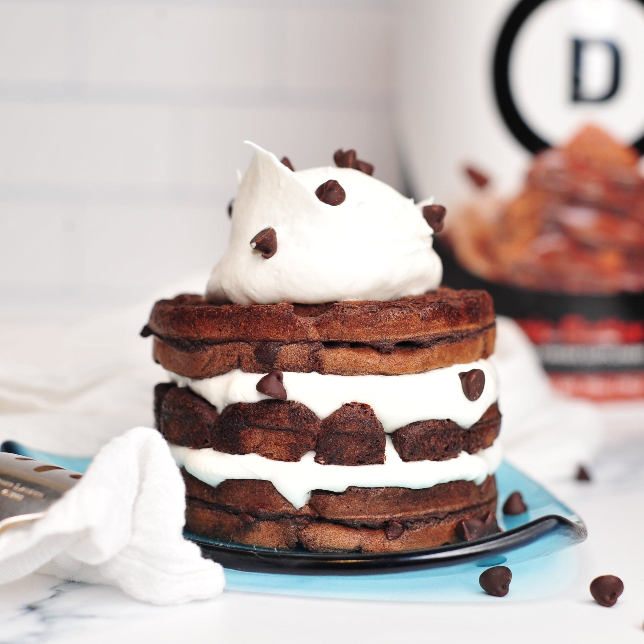 Chocolate Chocolate Chip Mini Protein Waffles - Devotion Nutrition