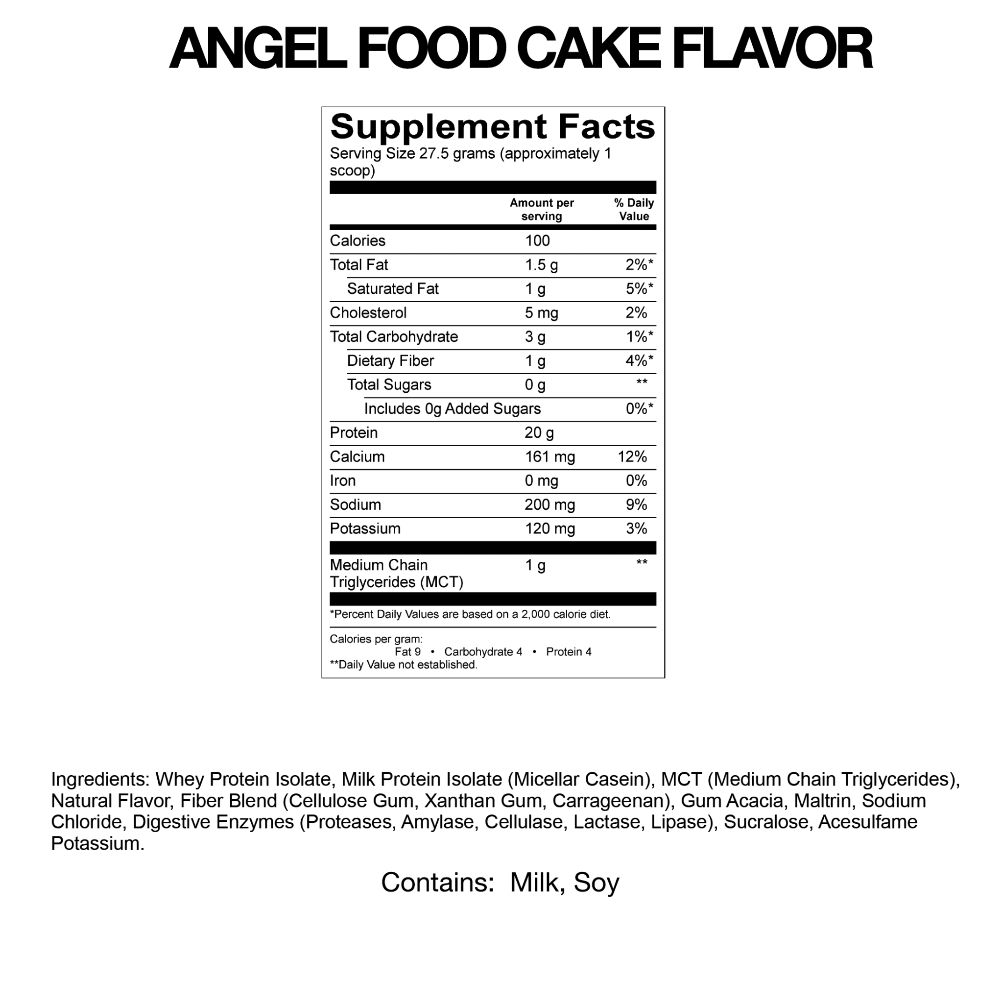 Supplement Facts - Devotion Nutrition Angel food cake Protein