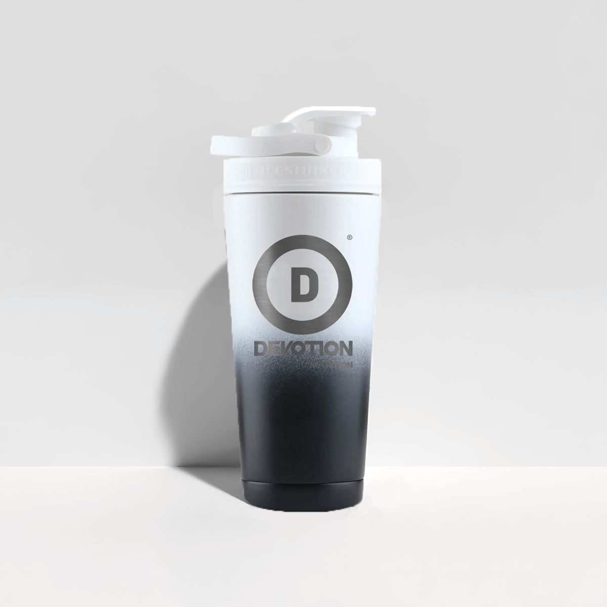 Devotion 26 oz Black & White Ombre Ice Shaker Bottle - Devotion Nutrition
