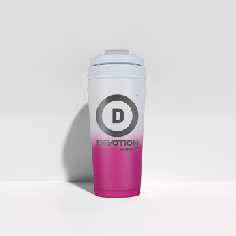 Devotion 26 oz Magenta/White Ombre Ice Shaker Bottle - Devotion Nutrition