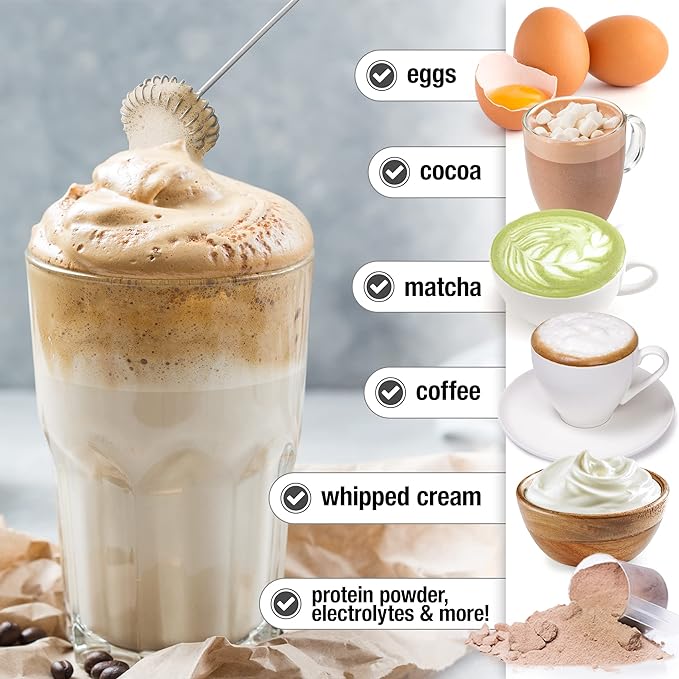 Handheld, Rechargeable Travel Coffee Frother and Drink Mixer - Devotion Nutrition