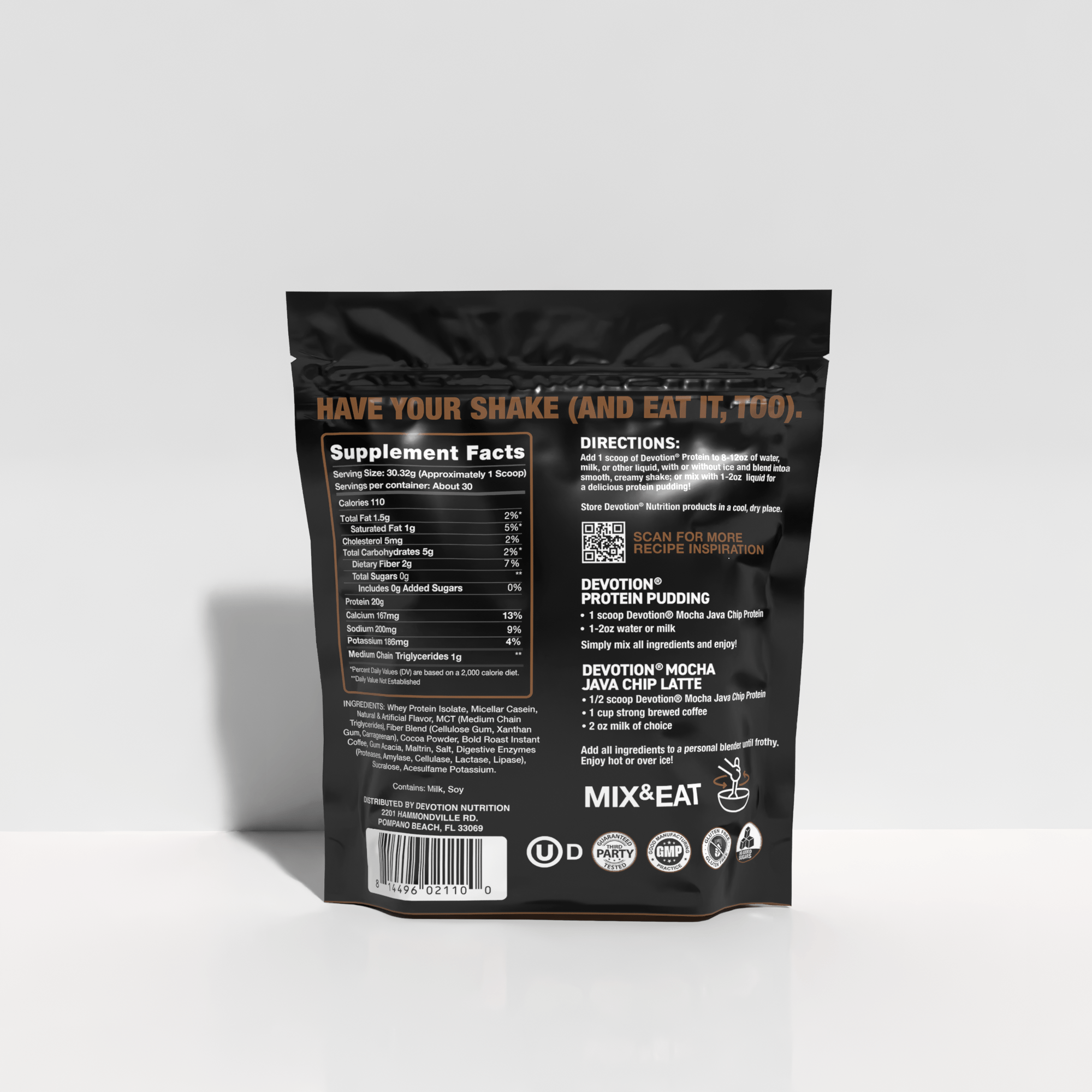 Devotion Nutrition | Mocha Java Chip Flavor Protein Powder, 2lb