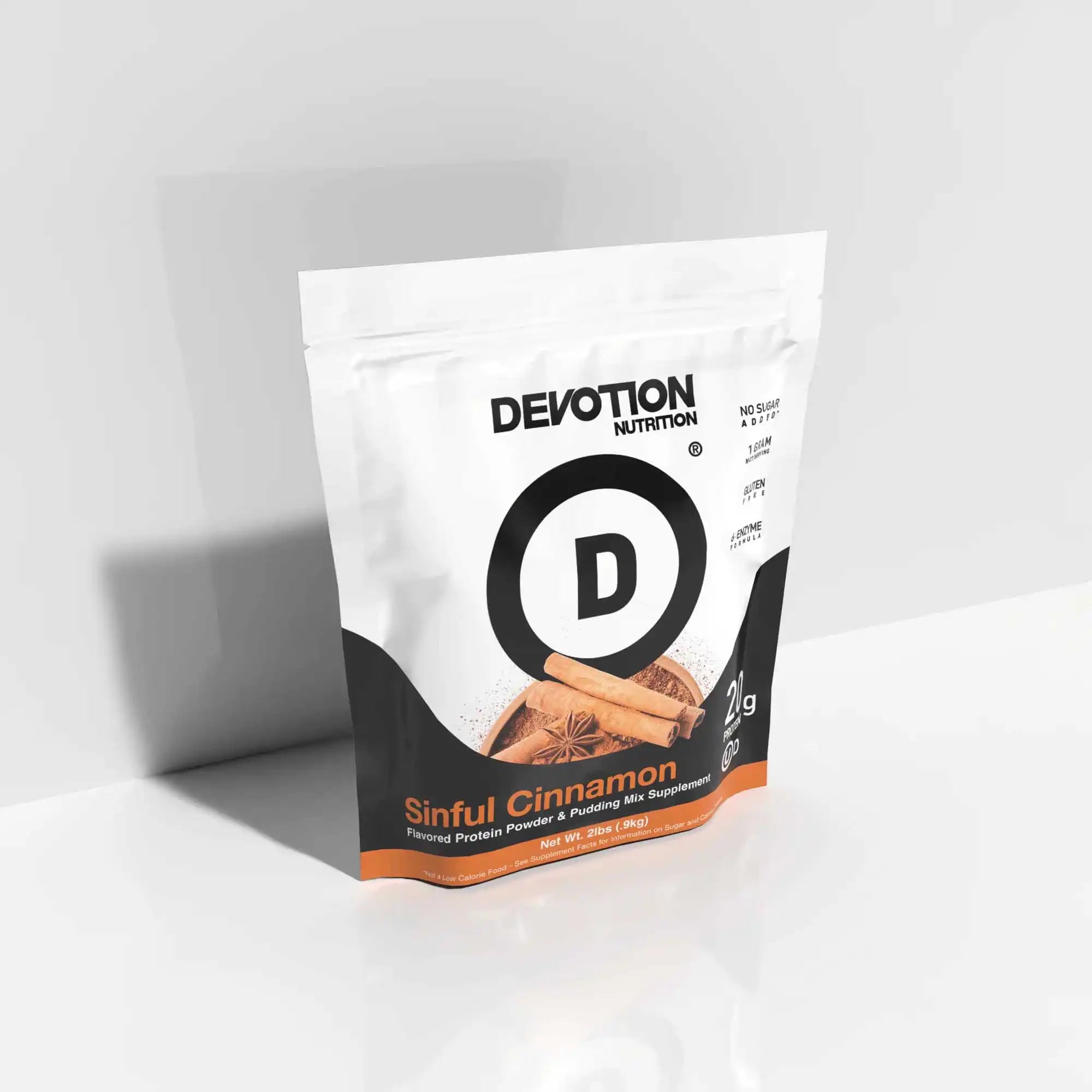 Devotion Nutrition protein powder mix package on a white background