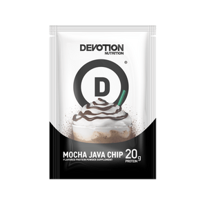 Mocha Java Chip protein powder and pudding mix packet