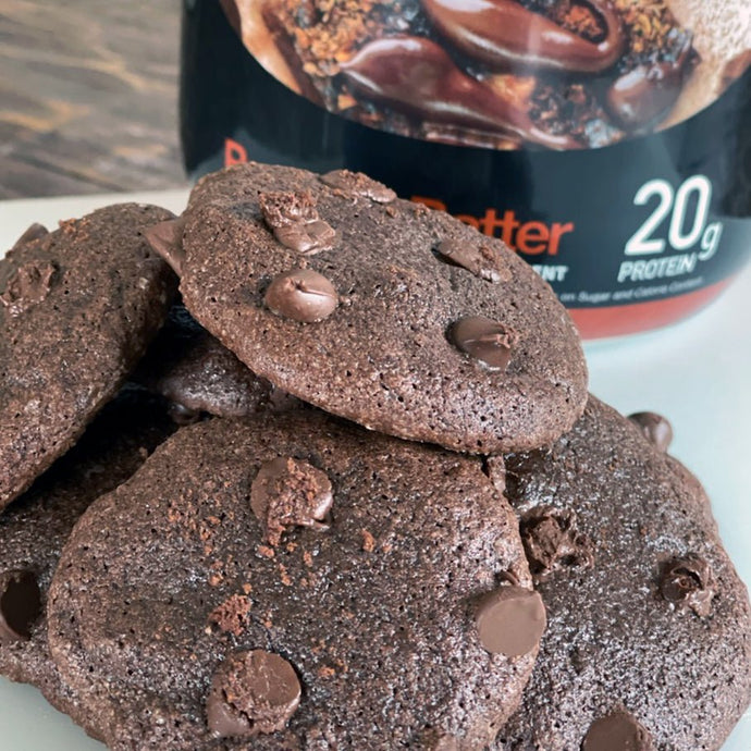 Soft-Bake Double Chocolate Chocolate Chip Protein Cookies