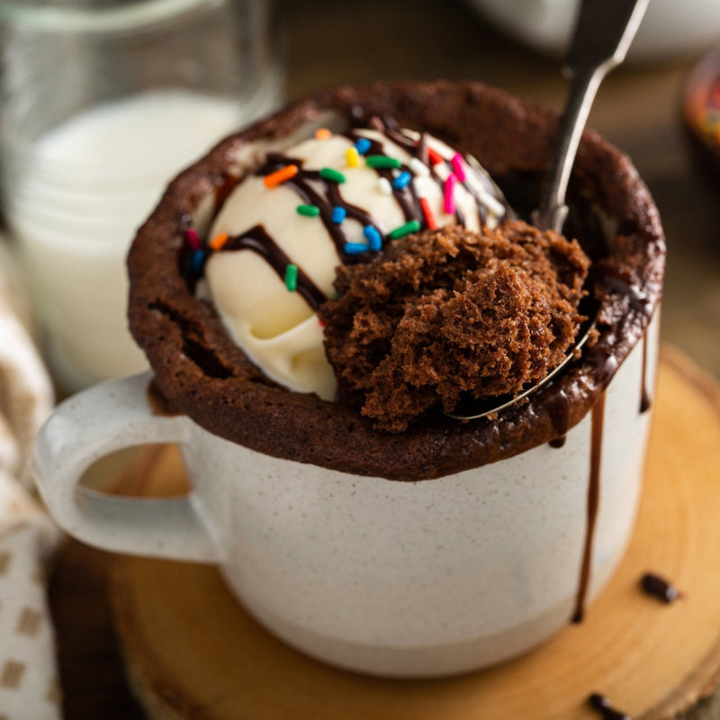 Brownie Batter Birthday Mug Cake - Devotion Nutrition