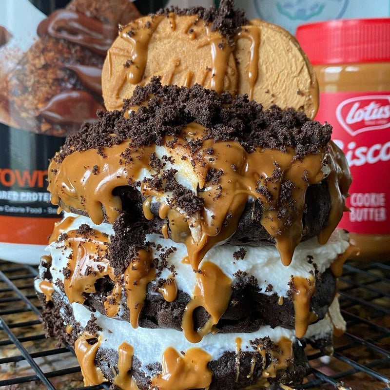 Brownie Batter Biscoff Protein Cake - Devotion Nutrition