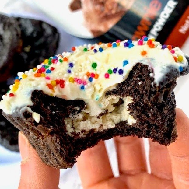 Fudge Cupcakes with Cream Cheese Filling & Frosting - Devotion Nutrition