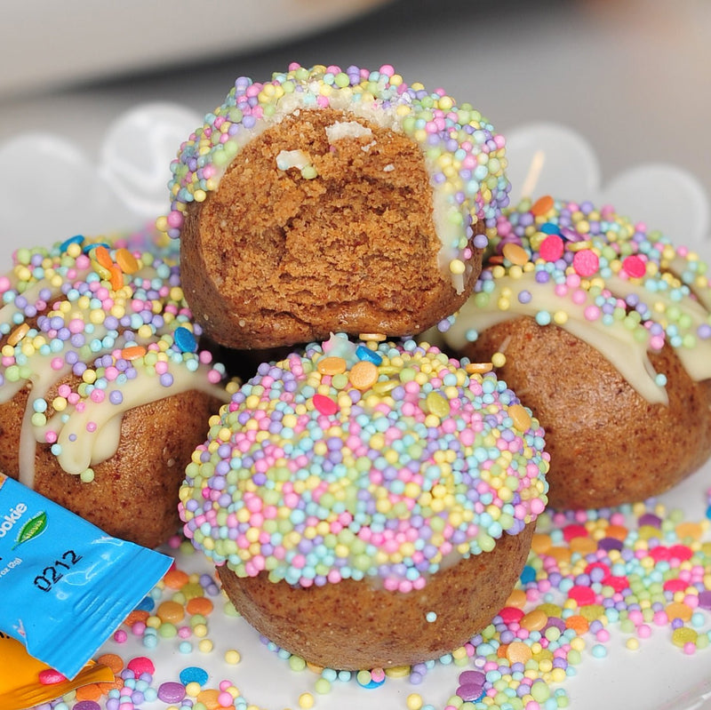 No-Bake Protein Cookie Dough Cake Balls - Devotion Nutrition