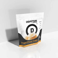 Devotion Nutrition Angel Food Cake protein powder package on a white background