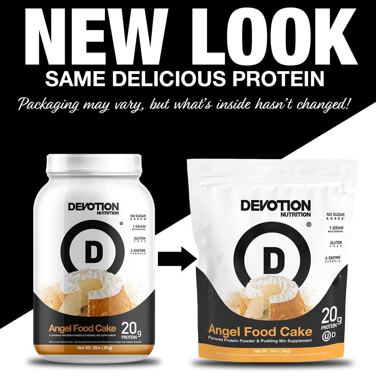Devotion Nutrition | Angel Food Cake Mix Flavor Protein Powder, 2lb