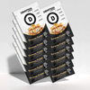Two stacks of Devotion Nutrition Bananas Foster protein powder pouches, arranged diagonally on a light gray background.