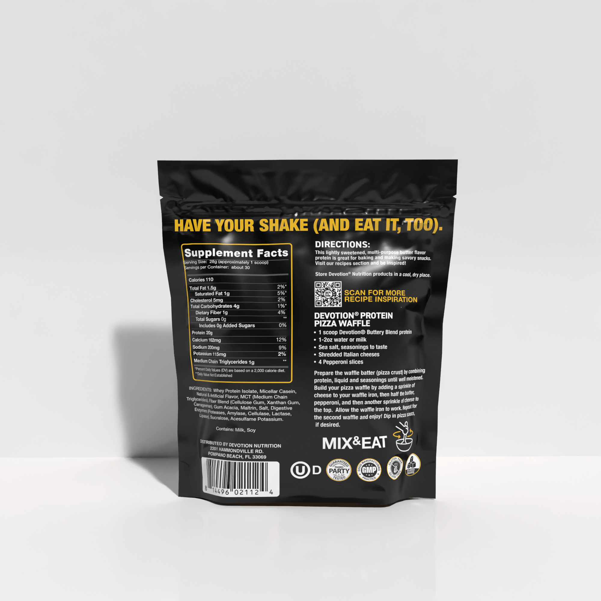 Buttery Blend Devotion Nutrition Protein Powder 2lb Back View Supplement Panel