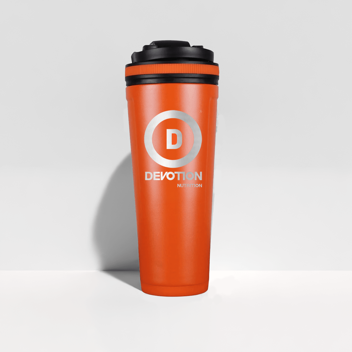 Orange Stainless Stell Shaker cup with Devotion Nutrition Logo