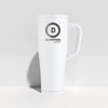 White mug with 'Devotion Nutrition' logo on a light gray background