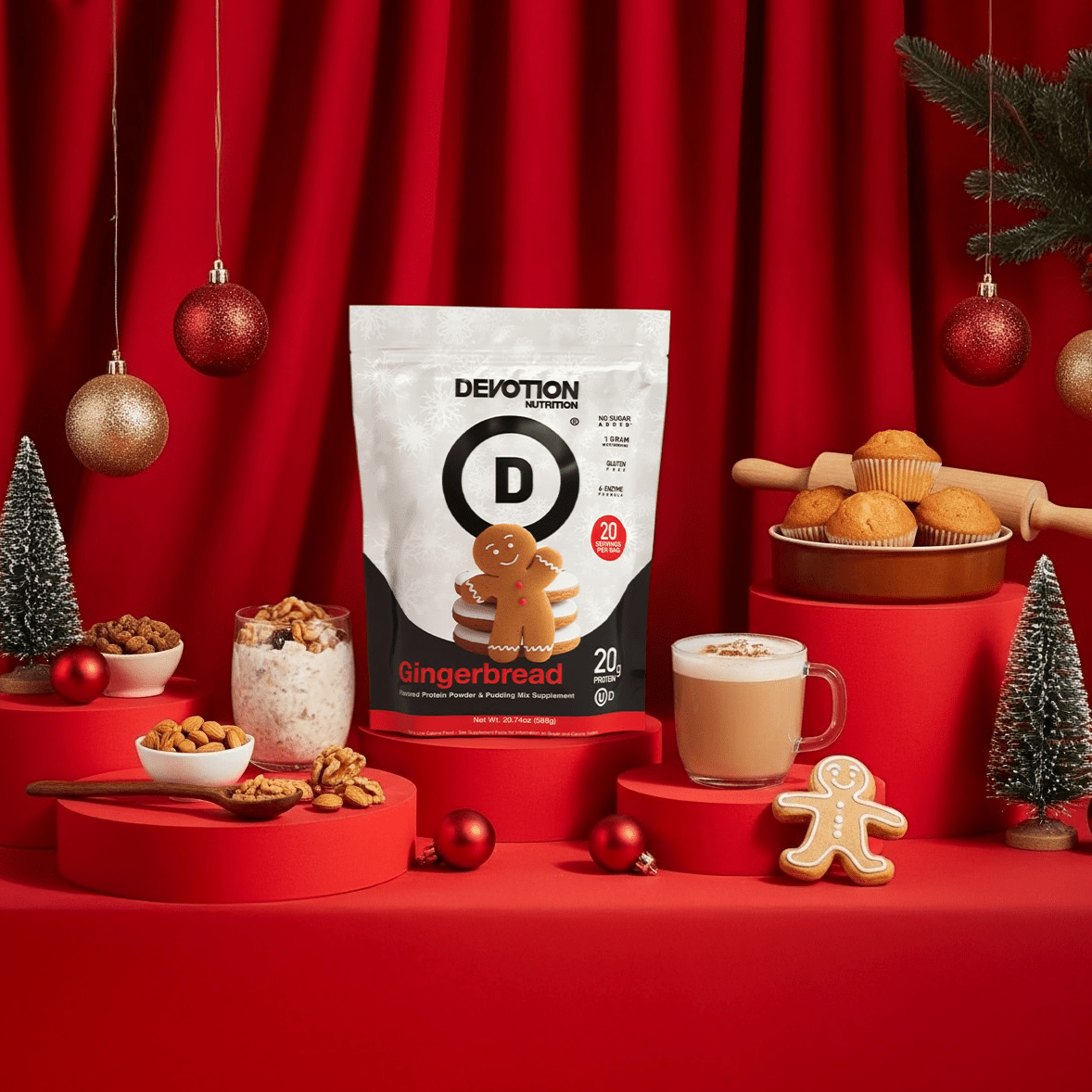 Devotion Nutrition | Gingerbread Flavor, Seasonal Protein Powder, 20 Serving Bag