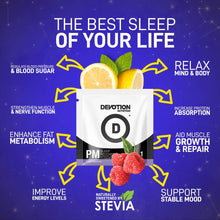 Load image into Gallery viewer, PM Sleep Recovery Powdered Drink Mix Infographic
